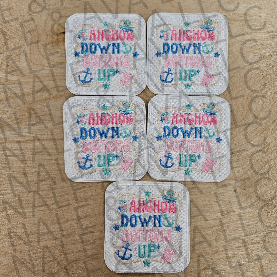 Anchor Down Bottoms Up Hat Patch front side