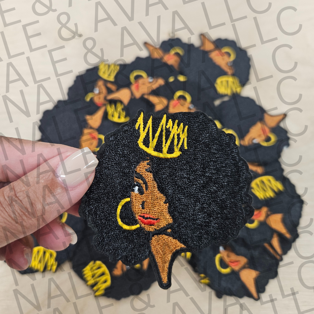 Black Girl Crown Hat Patch front side