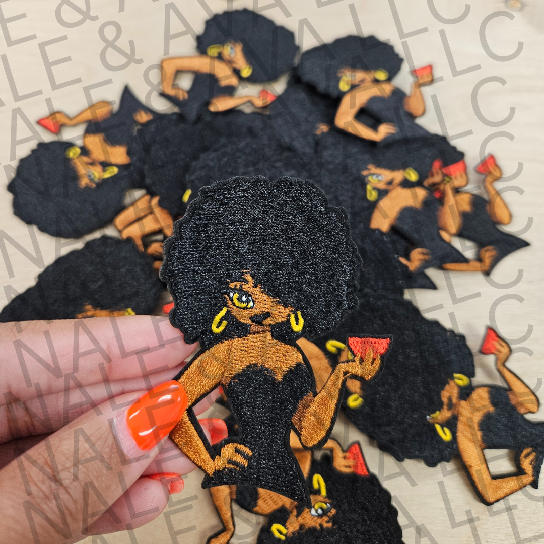 Black Girl Watermelon Hat Patch front side