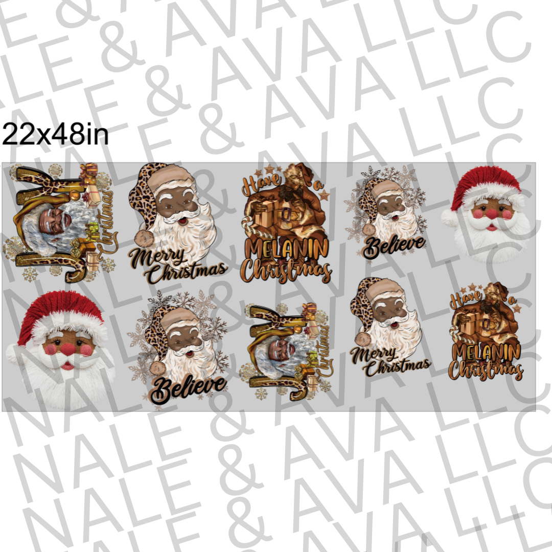 Black Santa DTF Gang Sheet front side