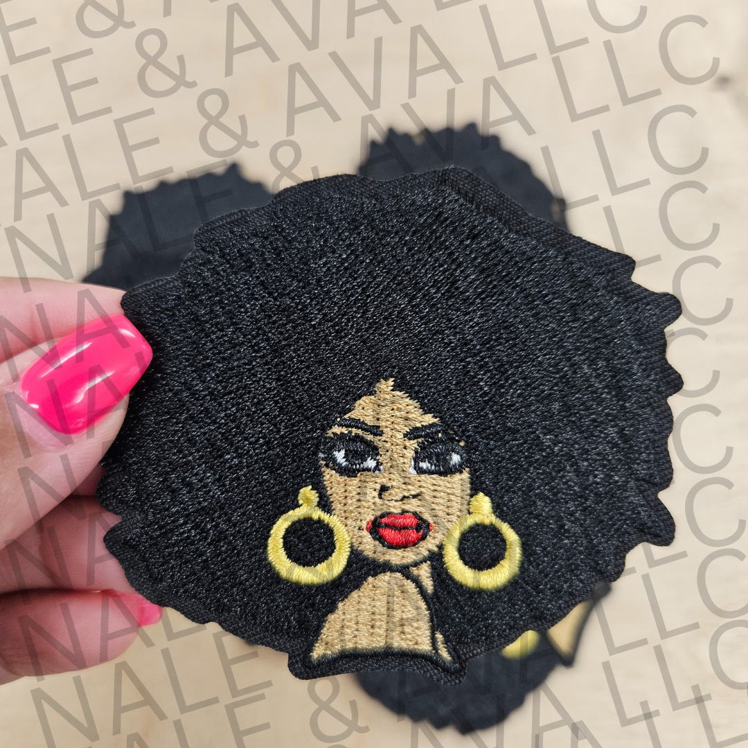 Black Girl Afro Hat Patch front side