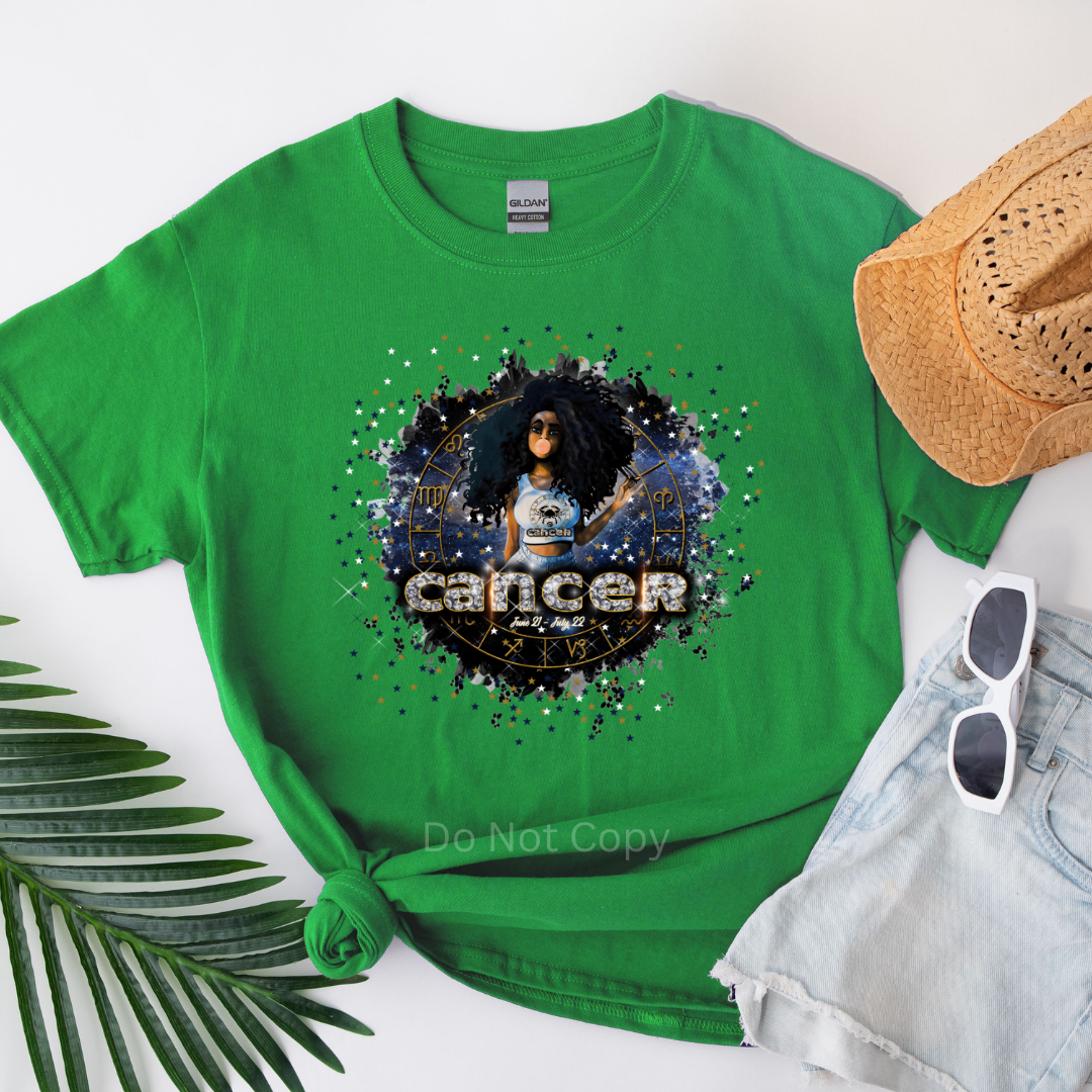 Cancer Girl DTF Transfer on a tshirt
