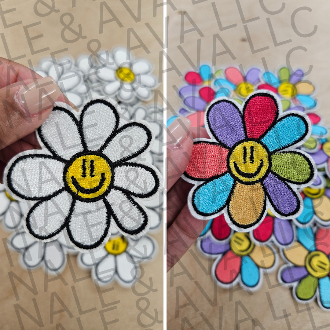Daisy Smiley Hat Patch front side