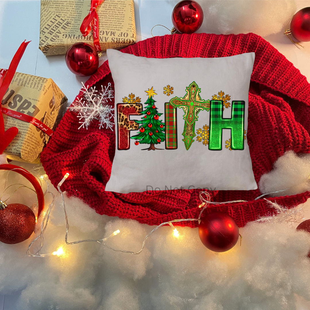 Faith Christmas DTF Transfer on a tshirt