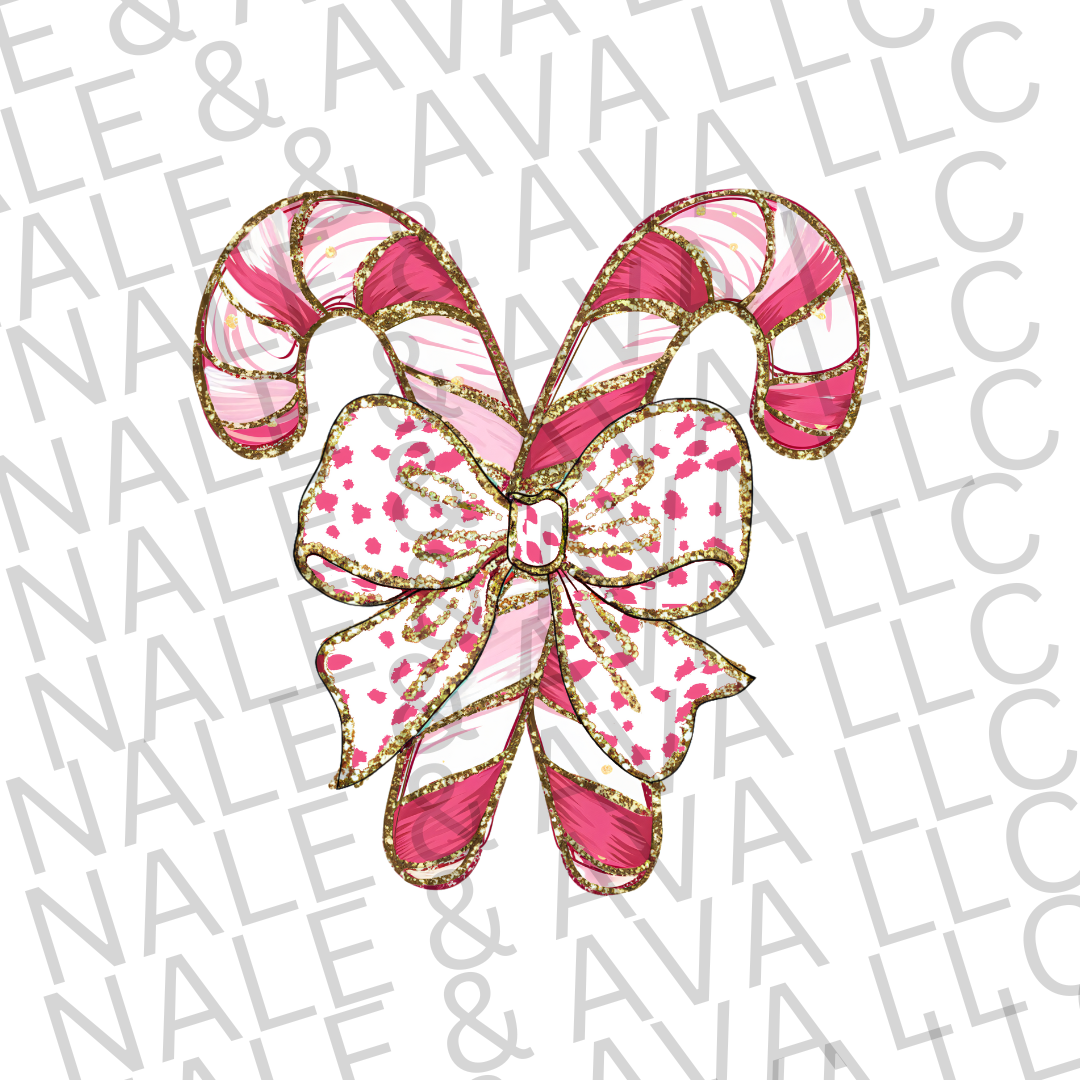 Glitter Candy Cane DTF Transfer front side