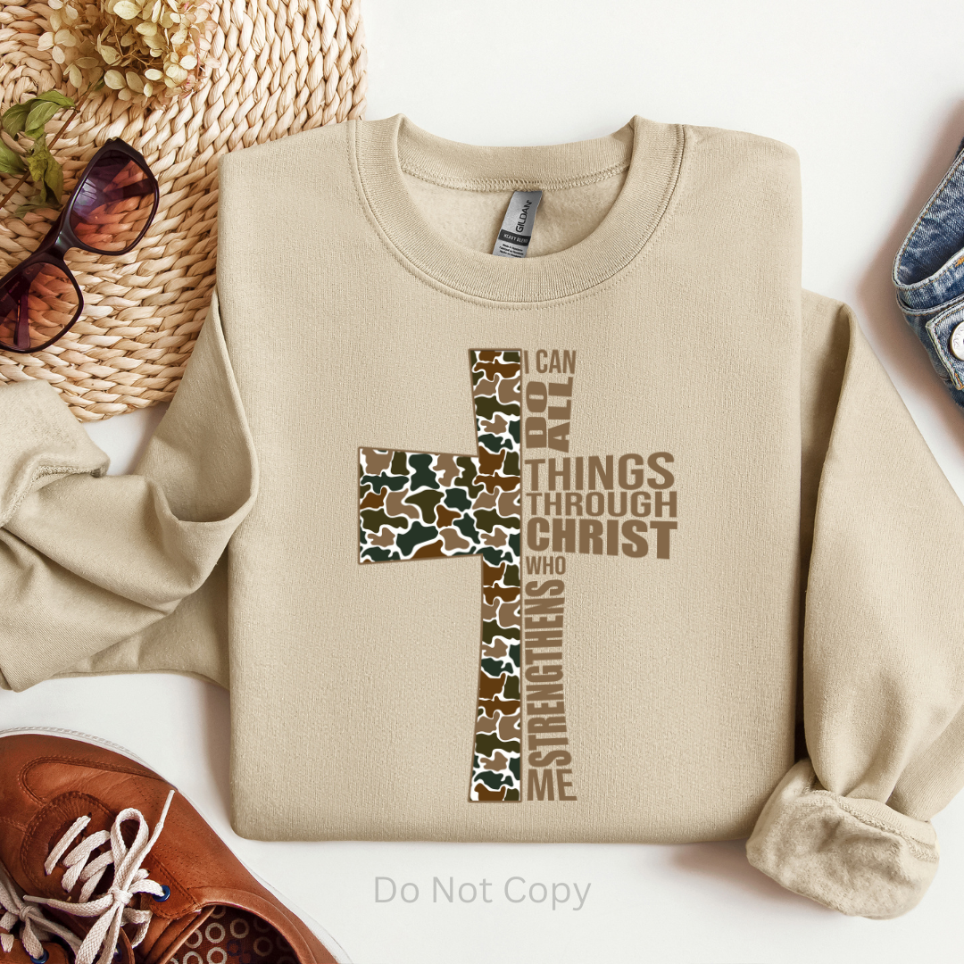 I Can Do All Things DTF Transfer on a tshirt front side