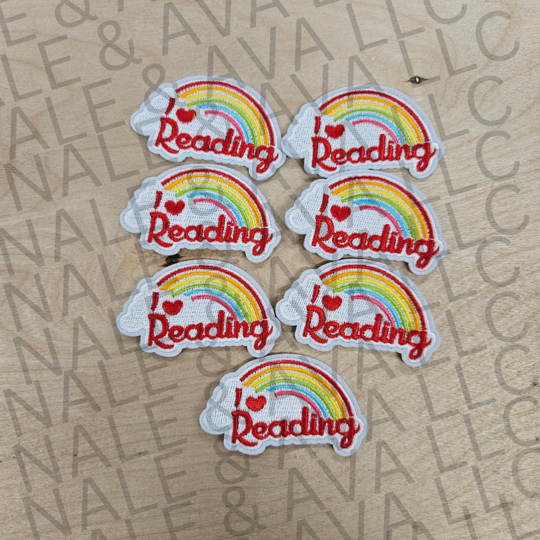 I Love Reading Hat Patch front side
