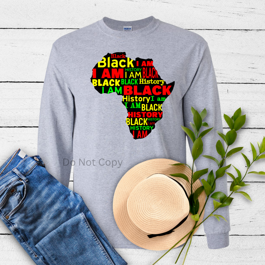 I Am Black History Africa DTF Transfer on a tshirt