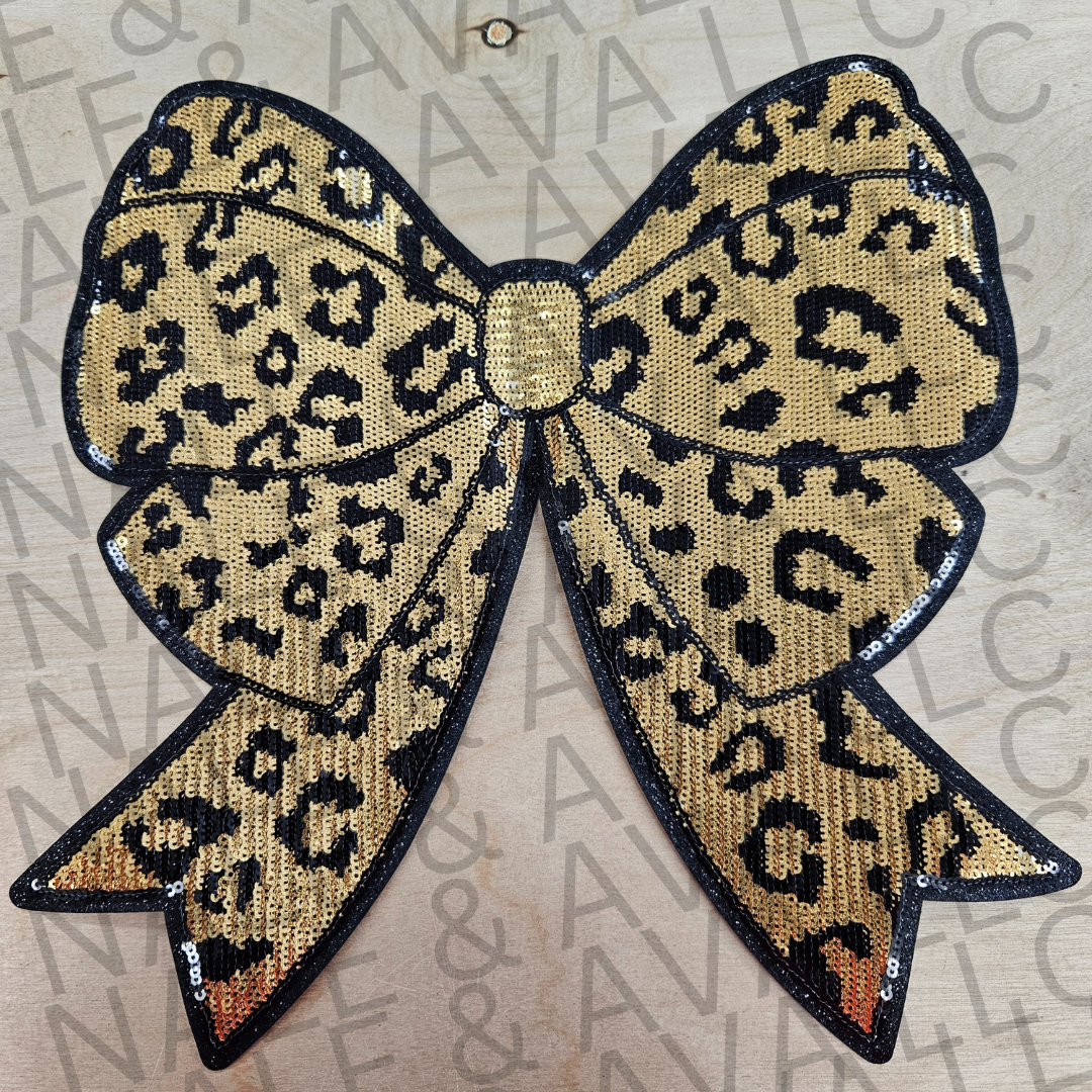 Leopard Bow Sequin Patch front side