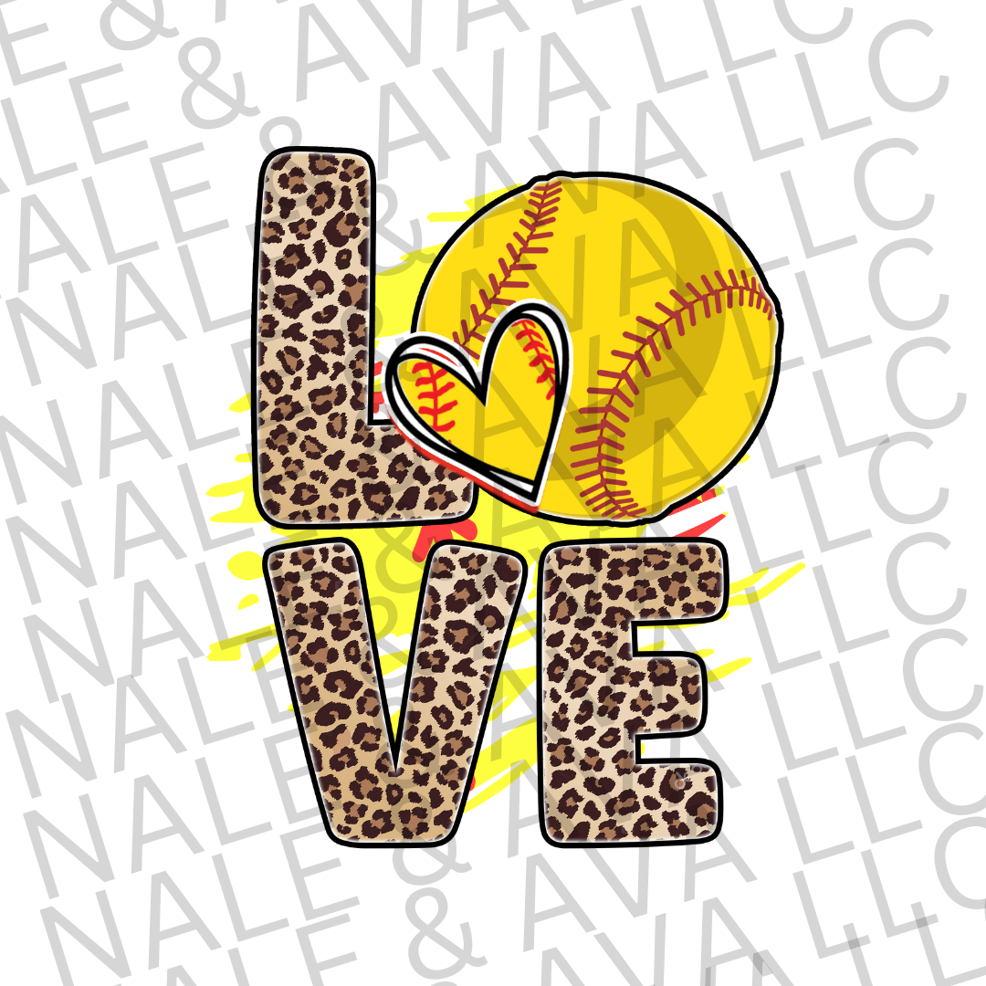 Love Softball DTF Transfer front side