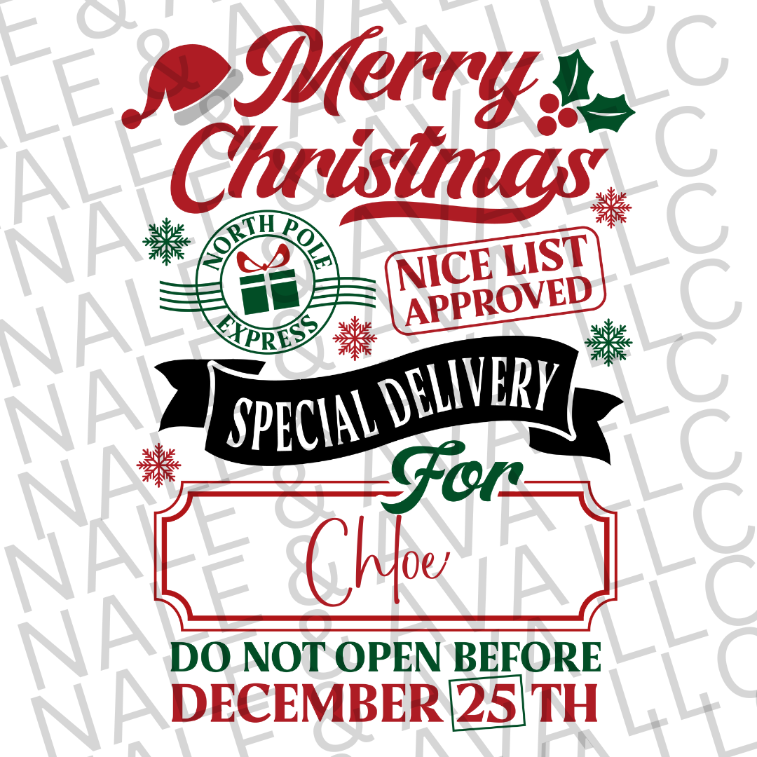 Merry Christmas  Sublimation Transfer front side