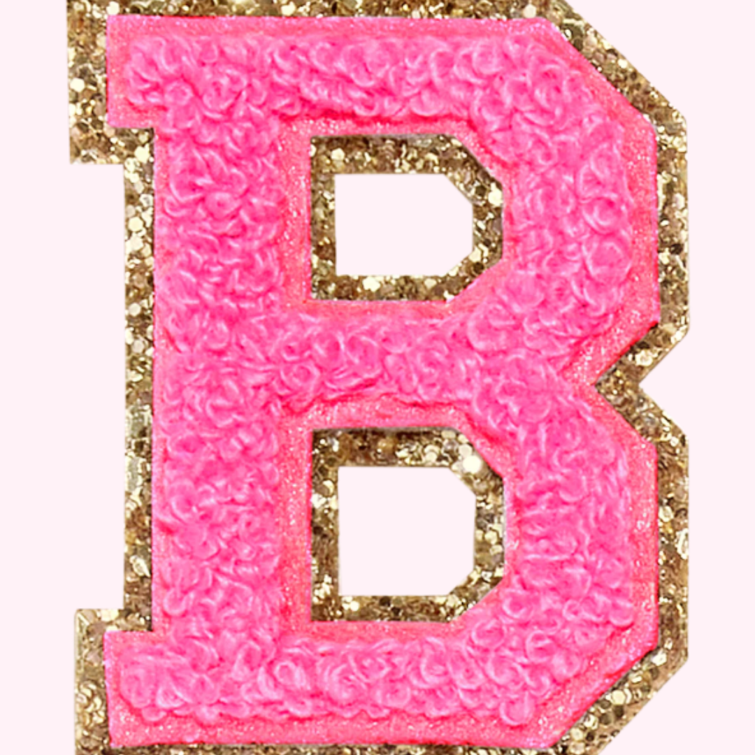 Pink Alphabet Chenille Hat Patch (1 Patch)