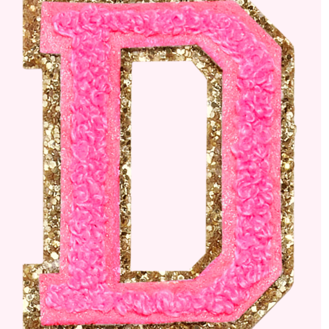 Pink Alphabet Chenille Hat Patch (1 Patch)
