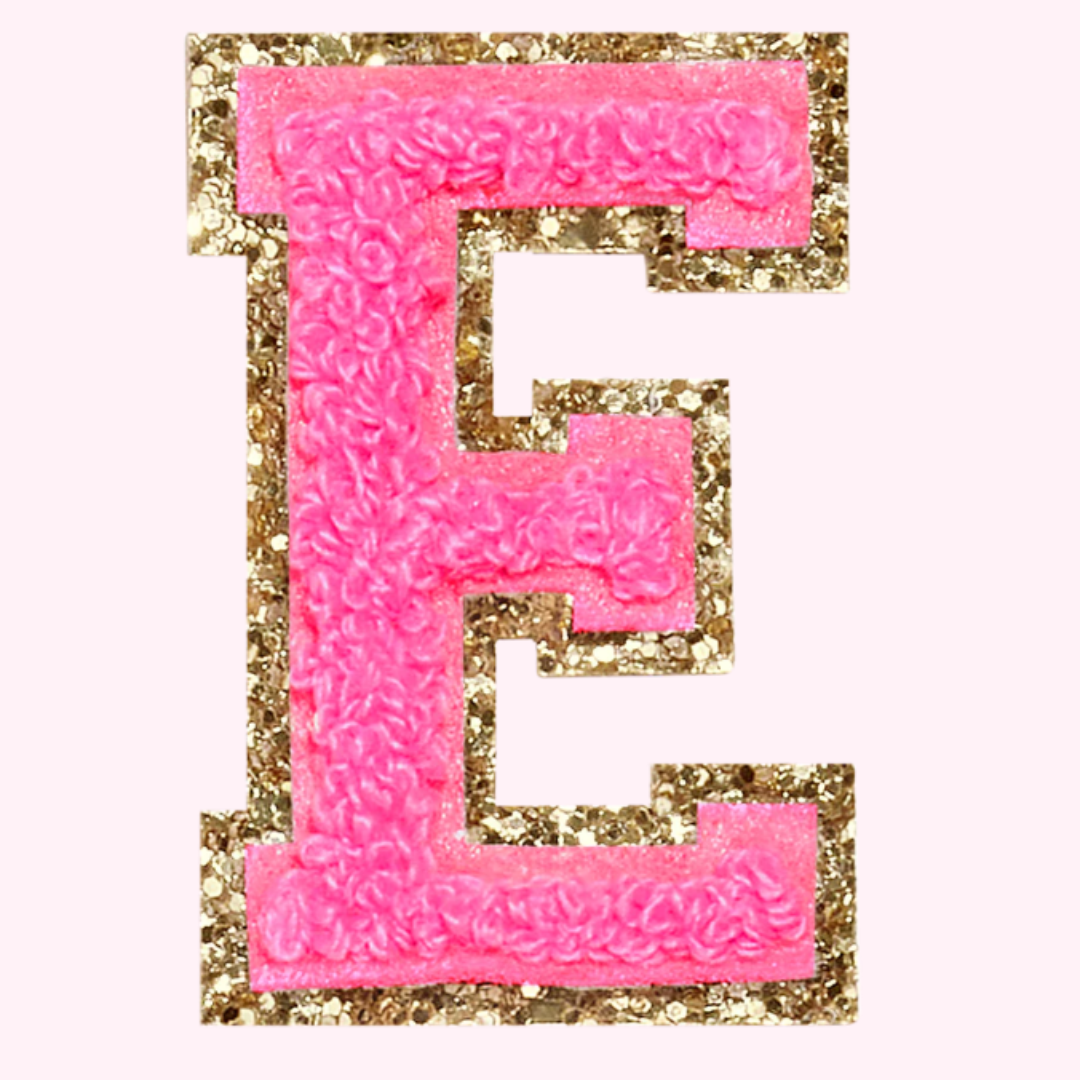 Pink Alphabet Chenille Hat Patch (1 Patch)