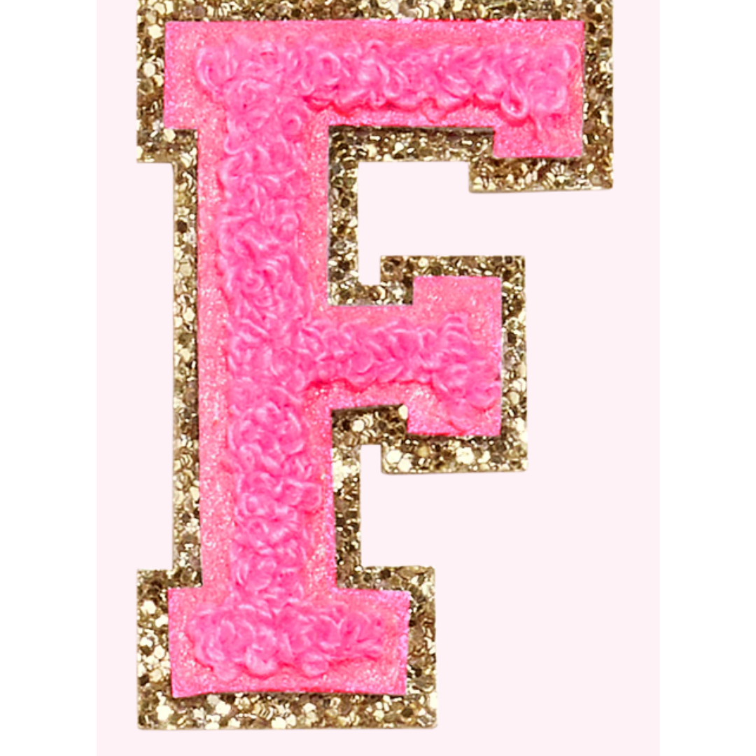Pink Alphabet Chenille Hat Patch (1 Patch)