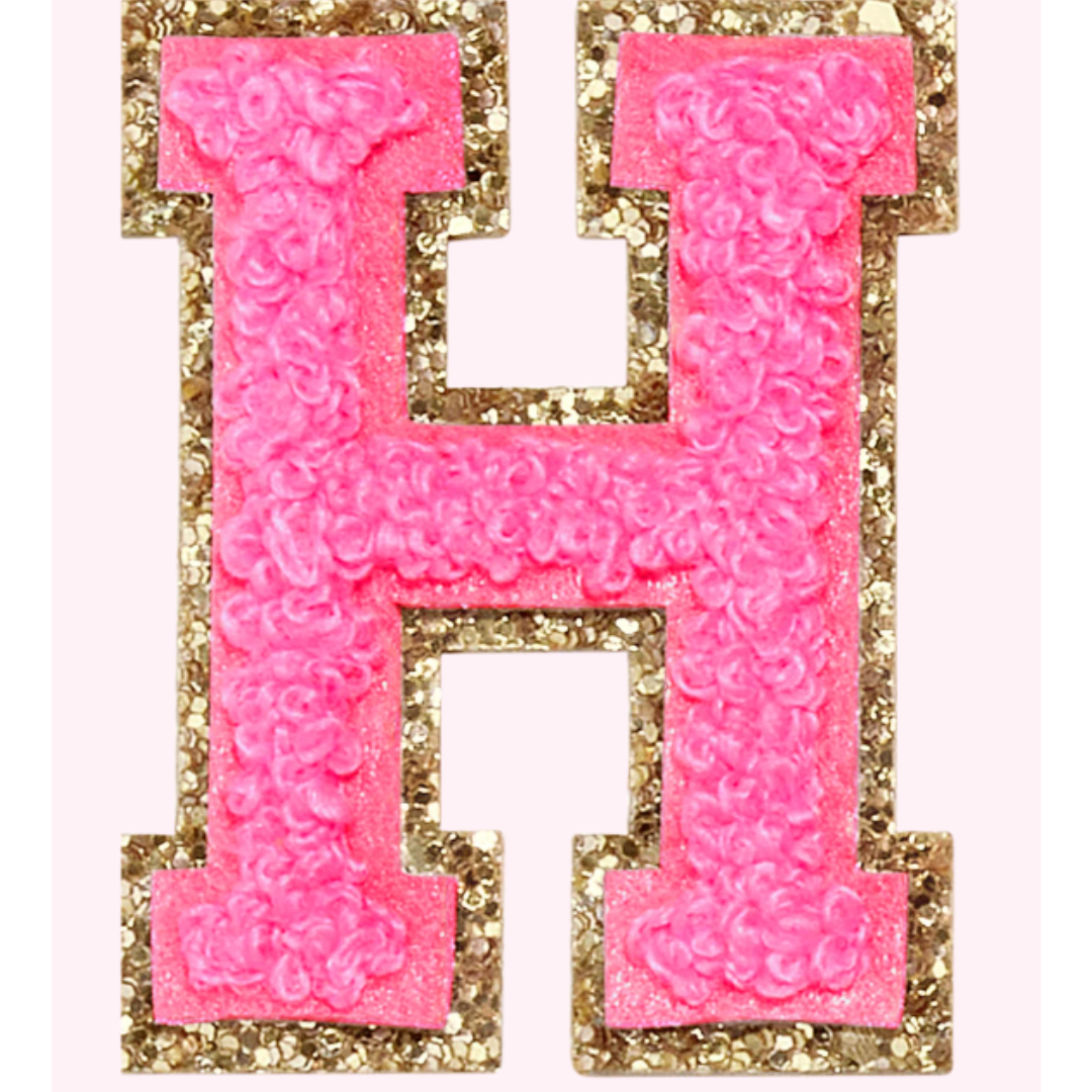 Pink Alphabet Chenille Hat Patch (1 Patch)