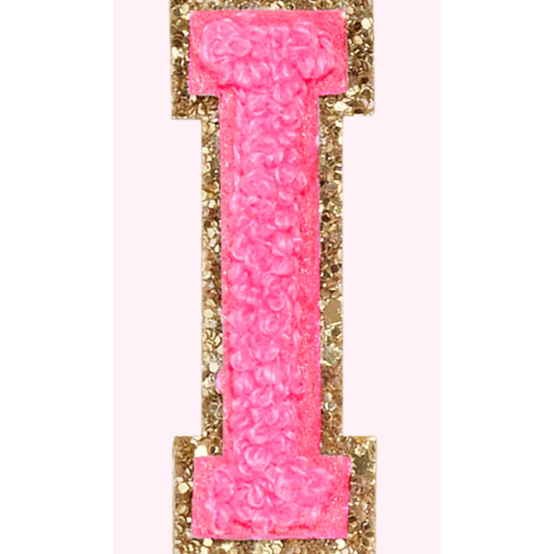Pink Alphabet Chenille Hat Patch (1 Patch)