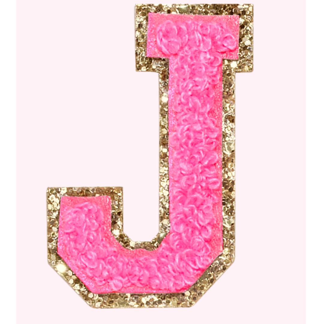 Pink Alphabet Chenille Hat Patch (1 Patch)