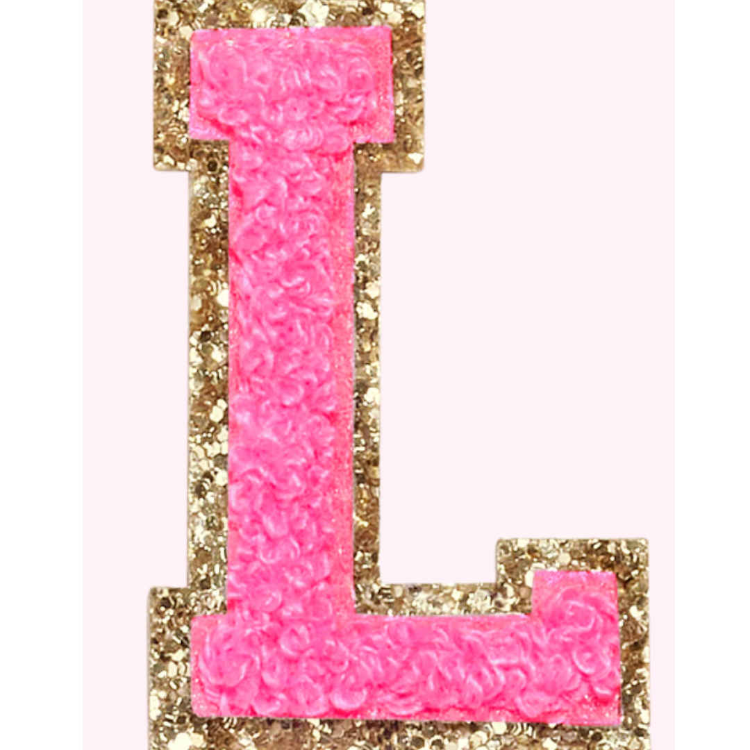 Pink Alphabet Chenille Hat Patch (1 Patch)