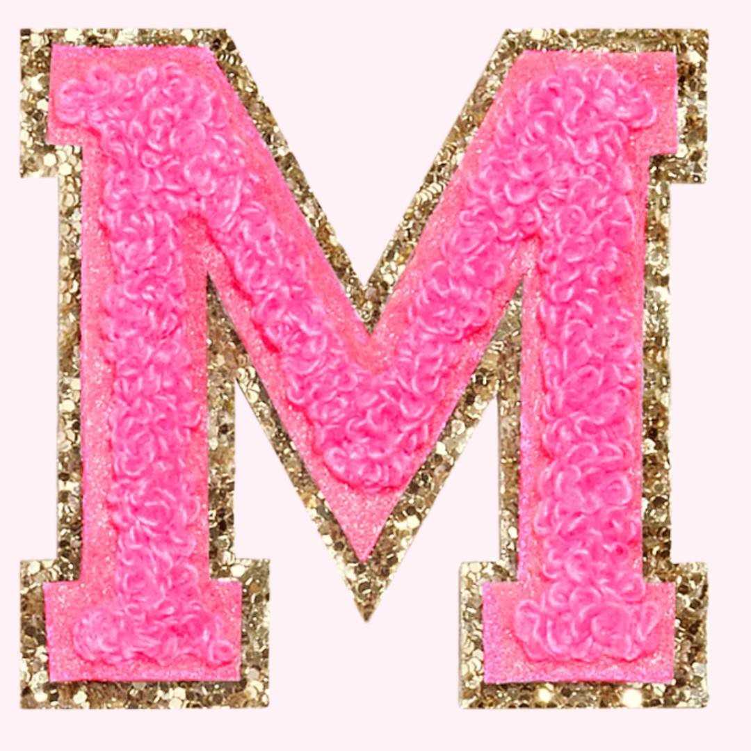 Pink Alphabet Chenille Hat Patch (1 Patch)
