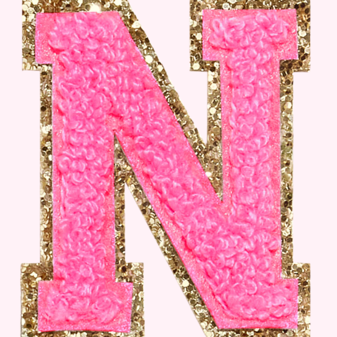Pink Alphabet Chenille Hat Patch (1 Patch)