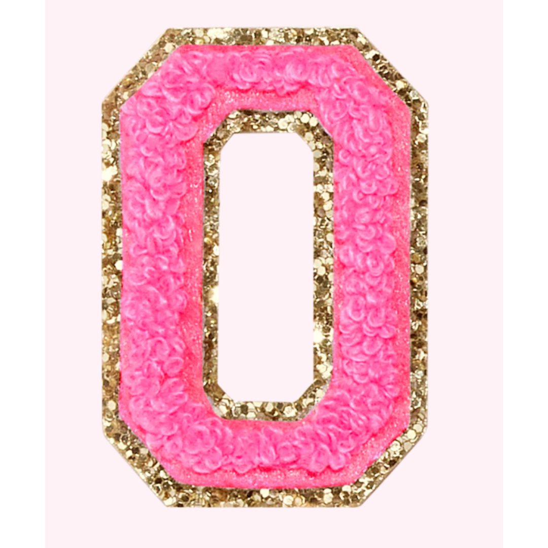Pink Alphabet Chenille Hat Patch (1 Patch)
