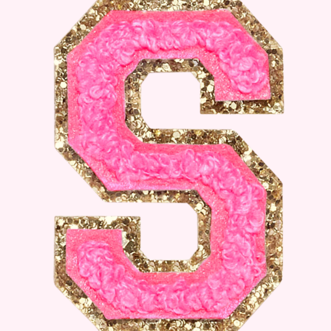 Pink Alphabet Chenille Hat Patch (1 Patch)