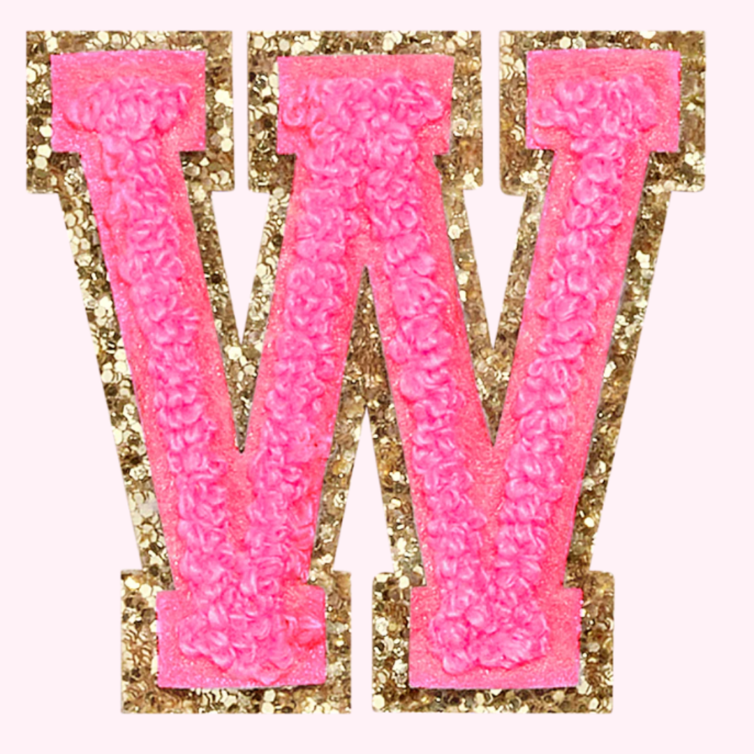 Pink Alphabet Chenille Hat Patch (1 Patch)