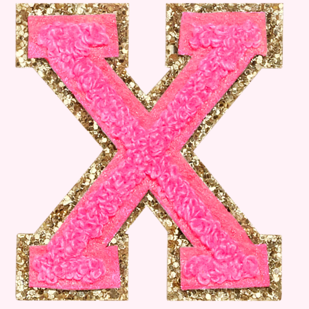 Pink Alphabet Chenille Hat Patch (1 Patch)