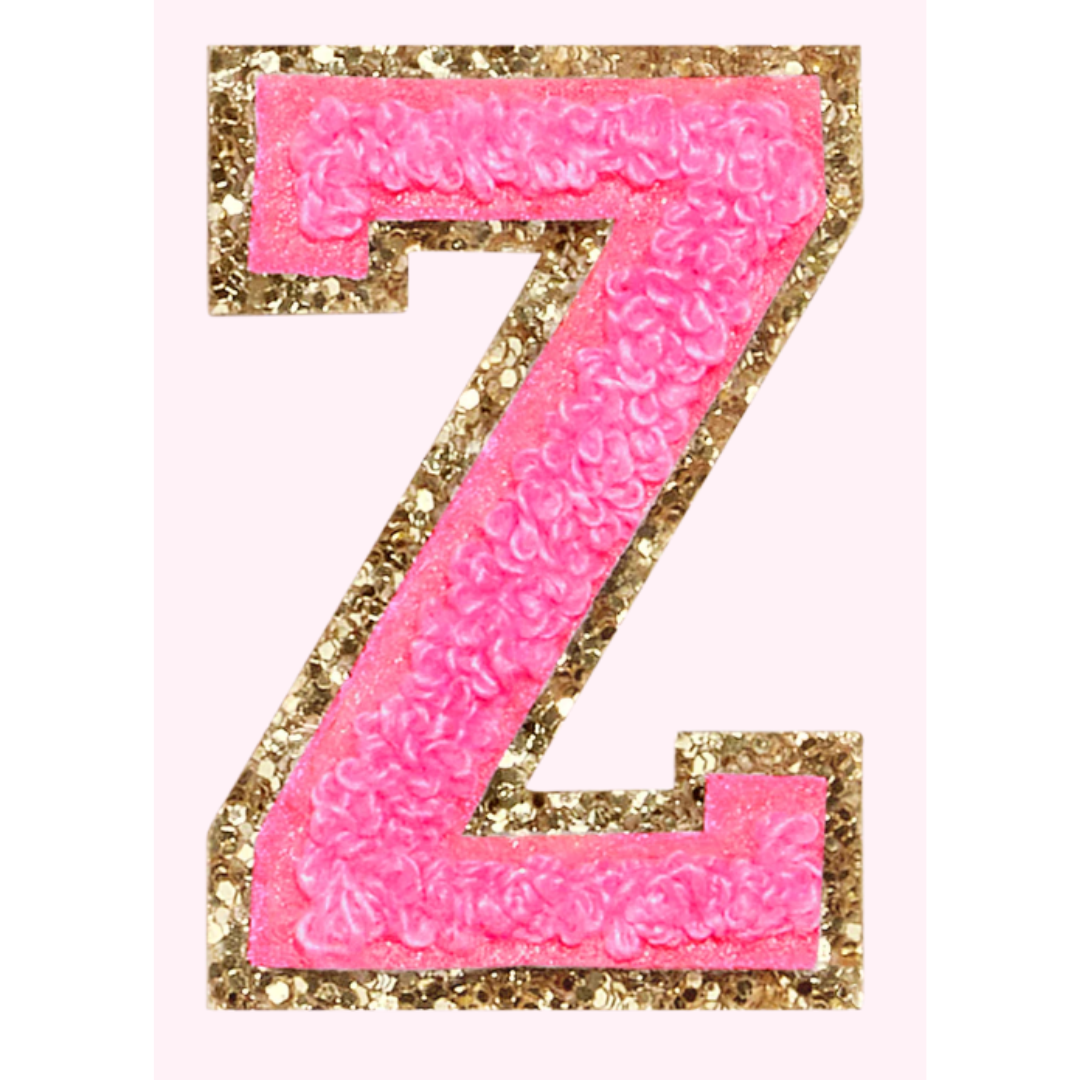 Pink Alphabet Chenille Hat Patch (1 Patch)