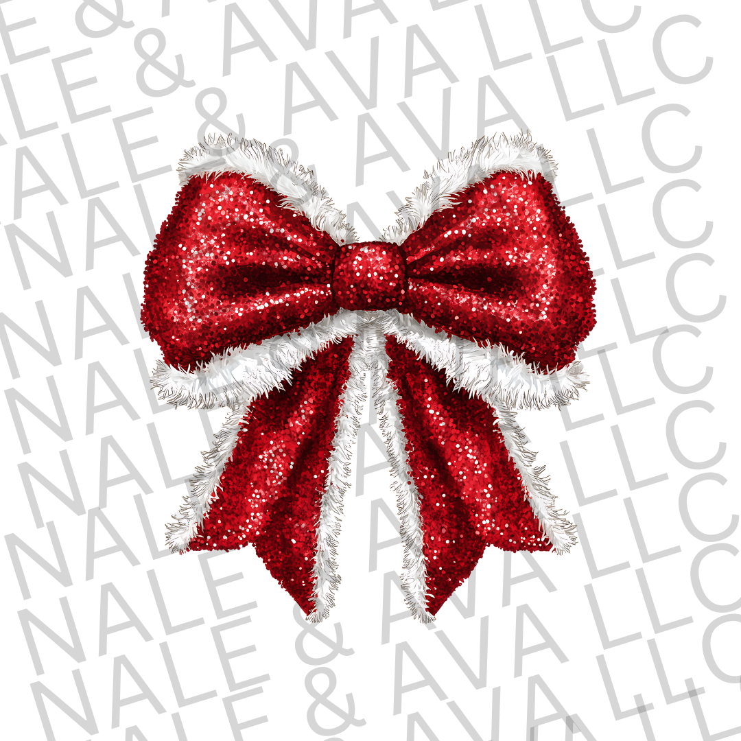 Santa Bow DTF Transfer front side