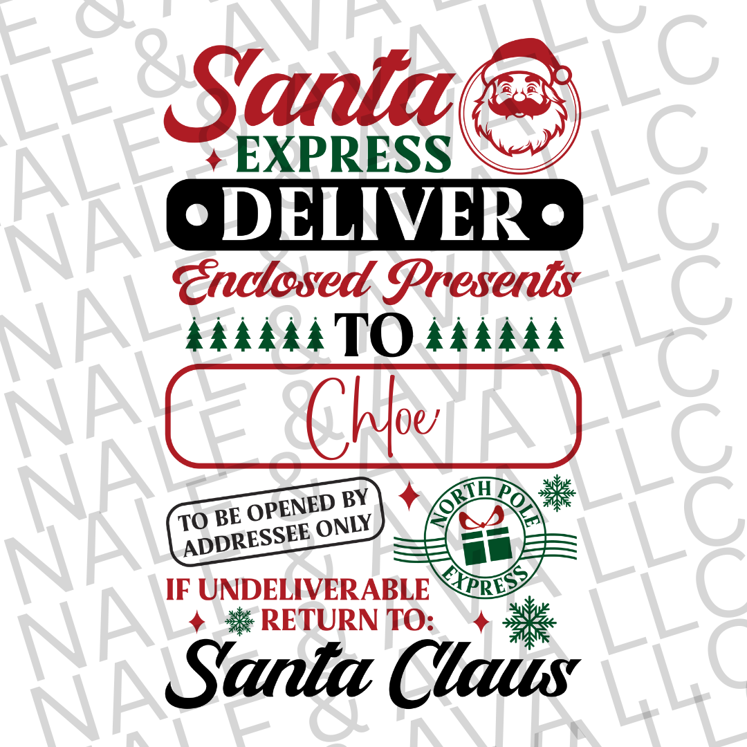 Santa Express Sublimation Transfer front side