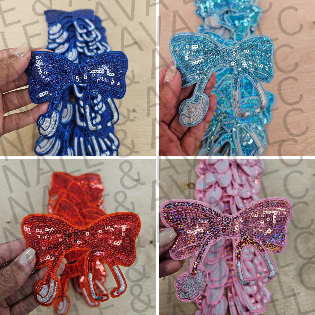 Sequin Nurse Bow Hat Patch front side