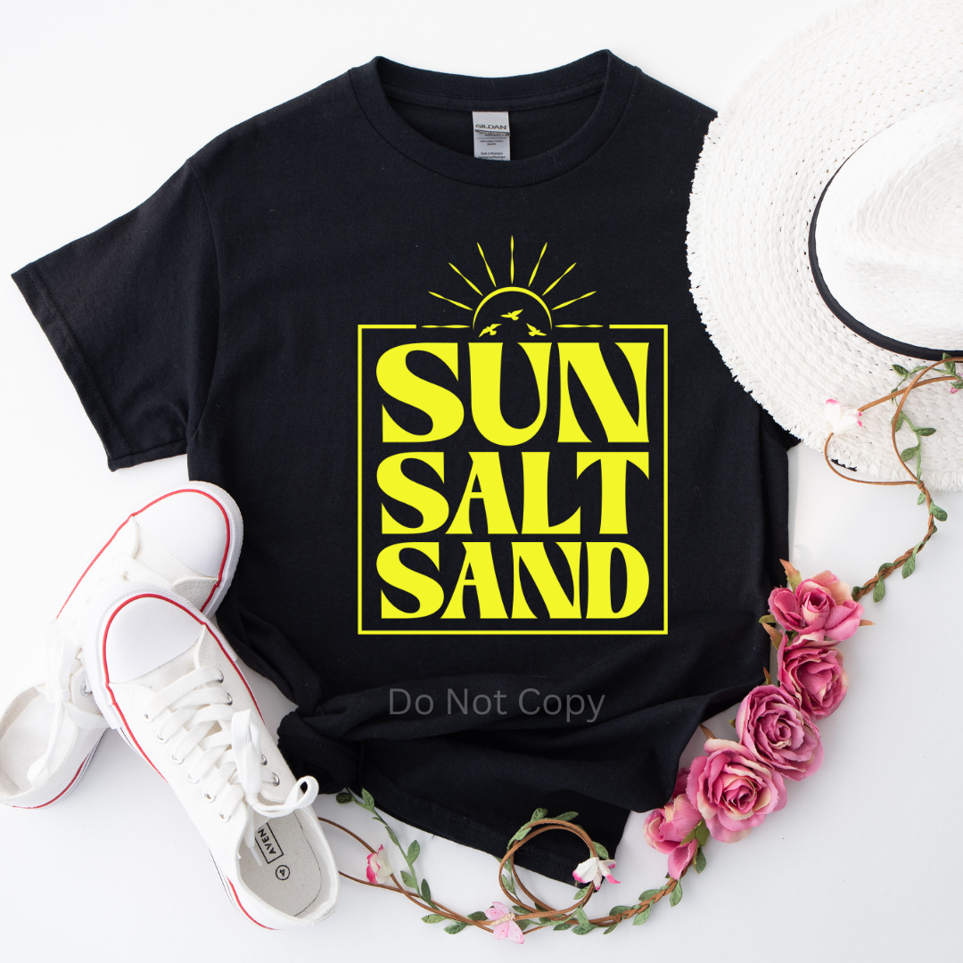 Sun Salt Sand Screen Print Transfer on a tshirt front side