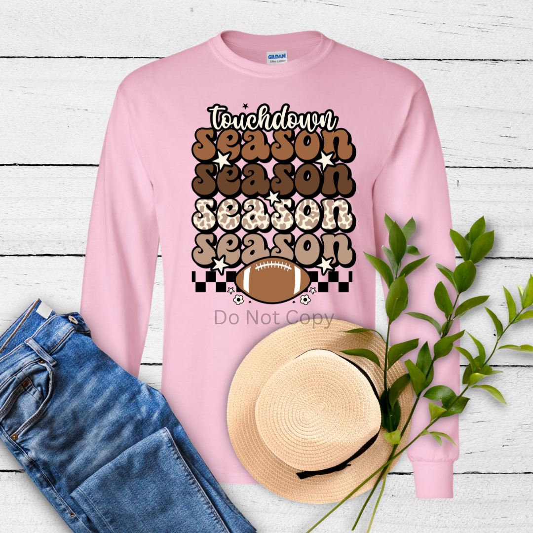 Touchdown Season DTF Transfer on a tshirt front side