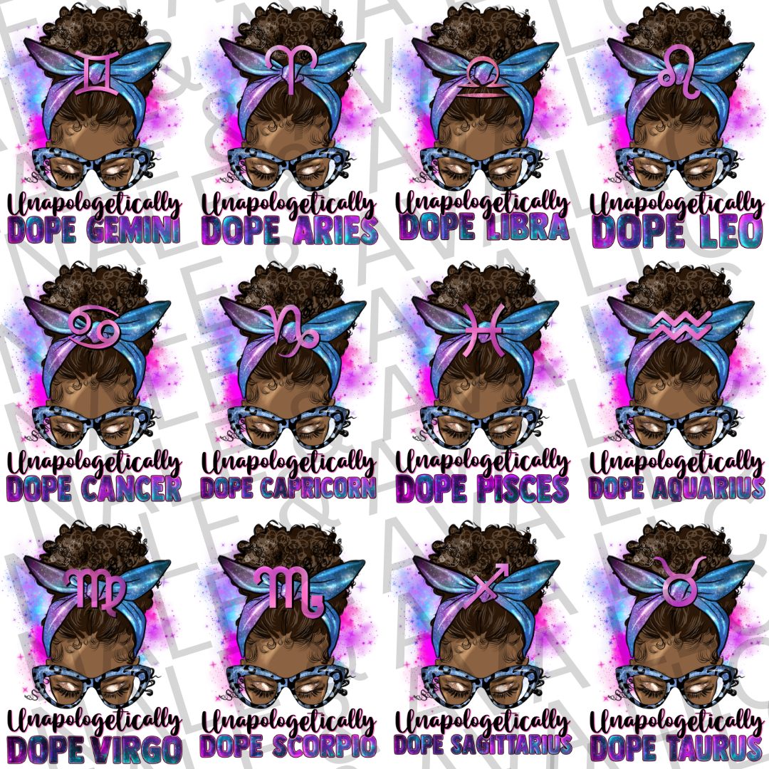 Zodiac Unapologetically Dope DTF Transfer Set