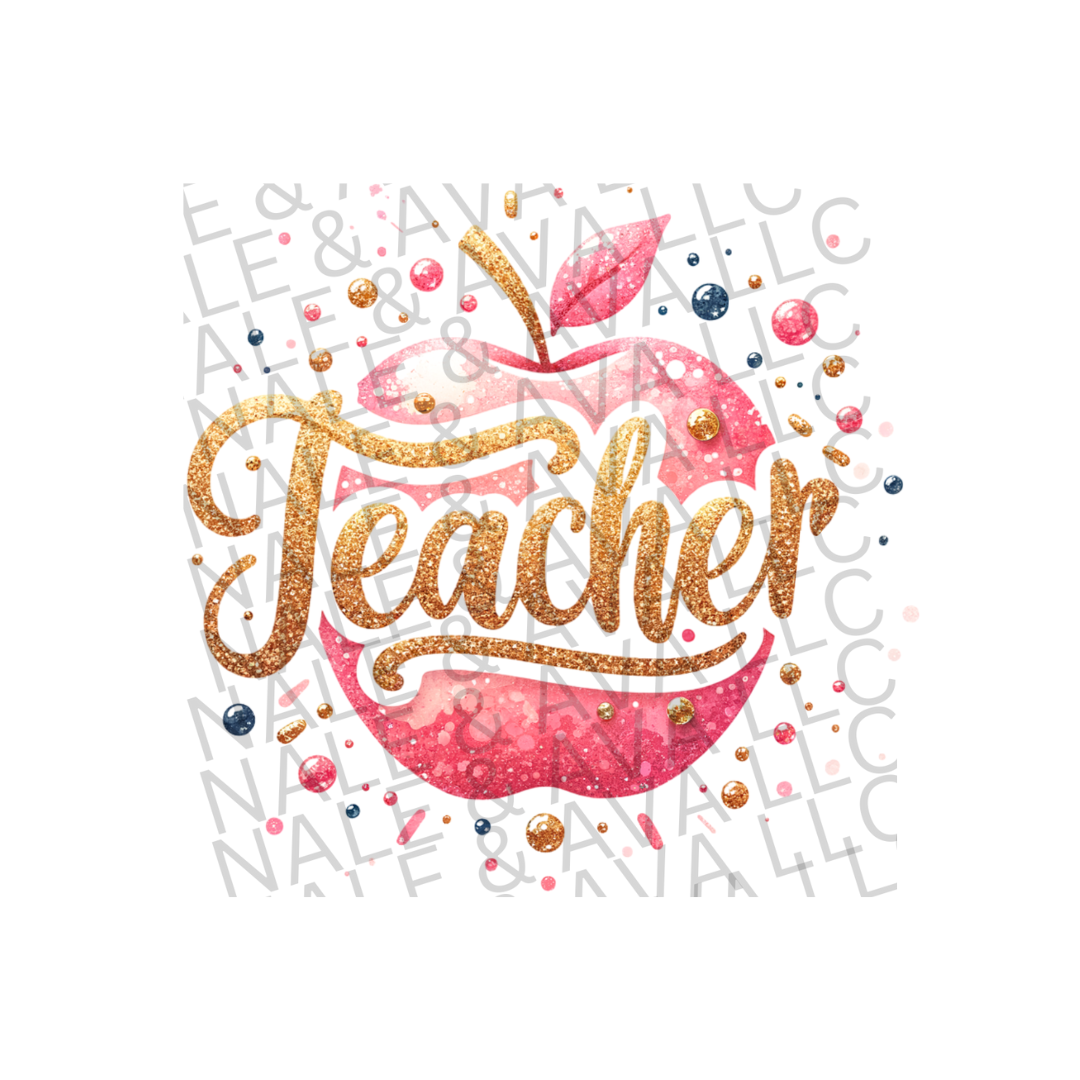 Teacher Apple Sublimation Tumbler Print front side