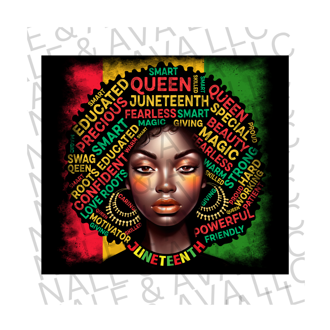 Afro Queen Sublimation Tumbler Print front side