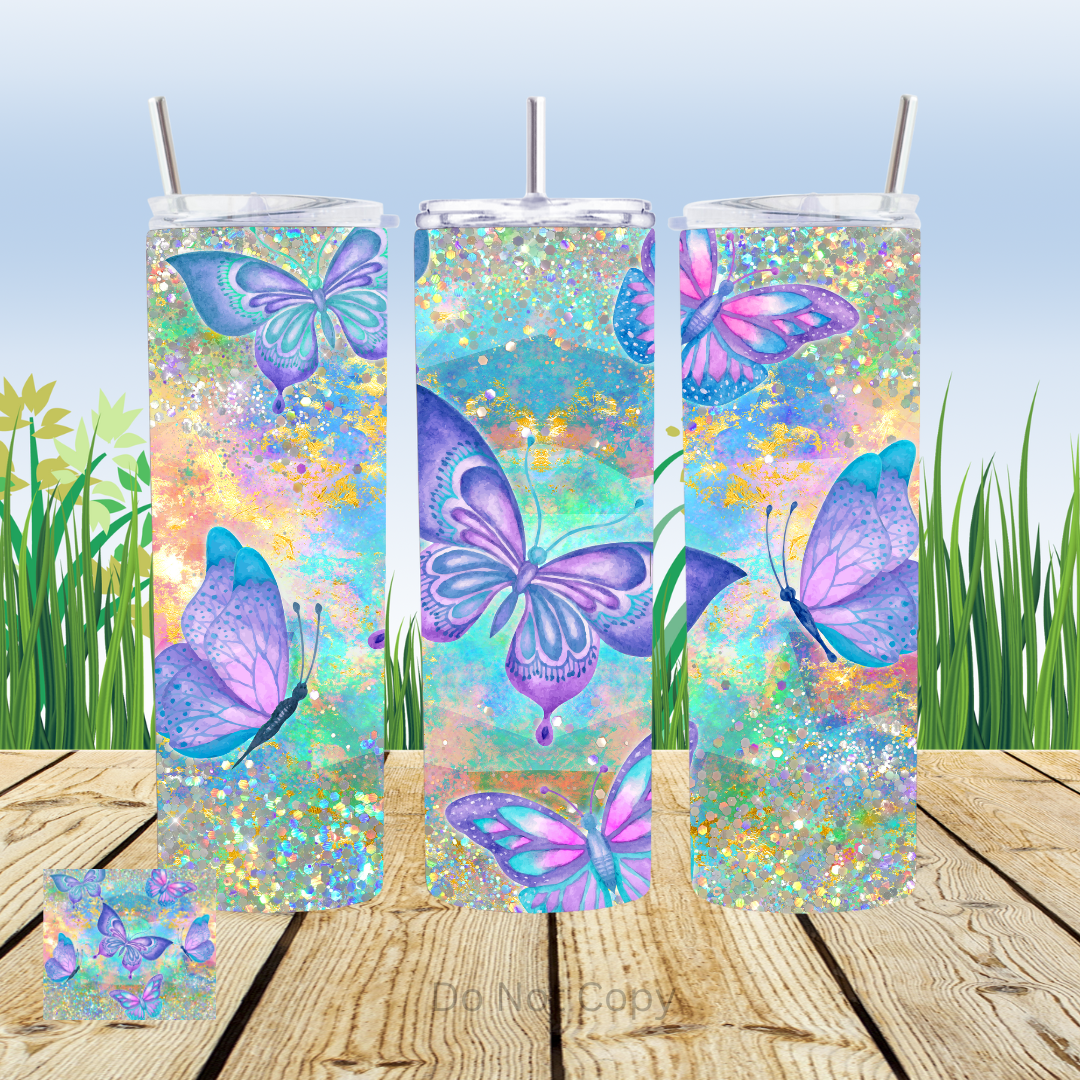 Whimsical Butterfly 20oz Tumbler Sublimation Transfer ONLY - This is NOT a Tumbler