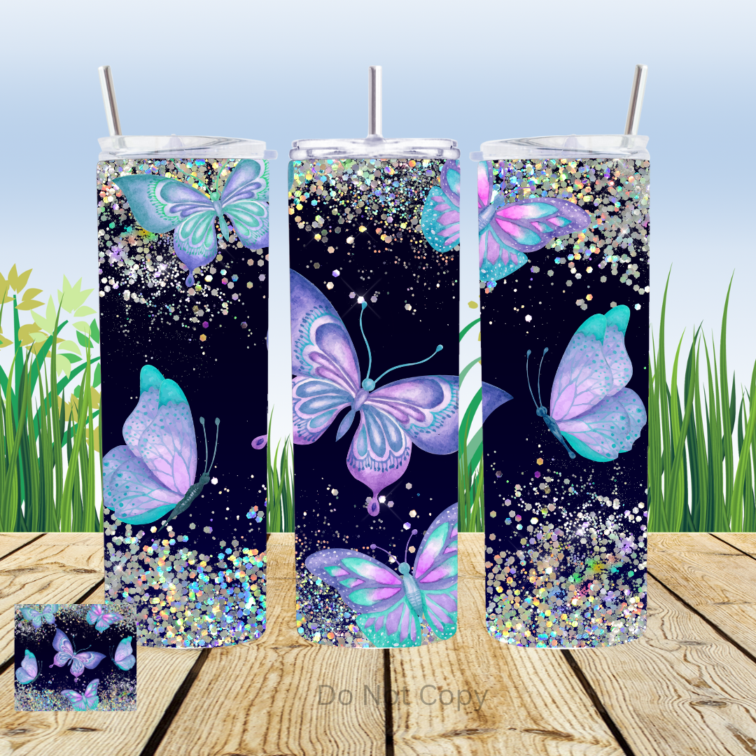 Whimsical Butterfly 20oz Tumbler Sublimation Transfer ONLY - This is NOT a Tumbler