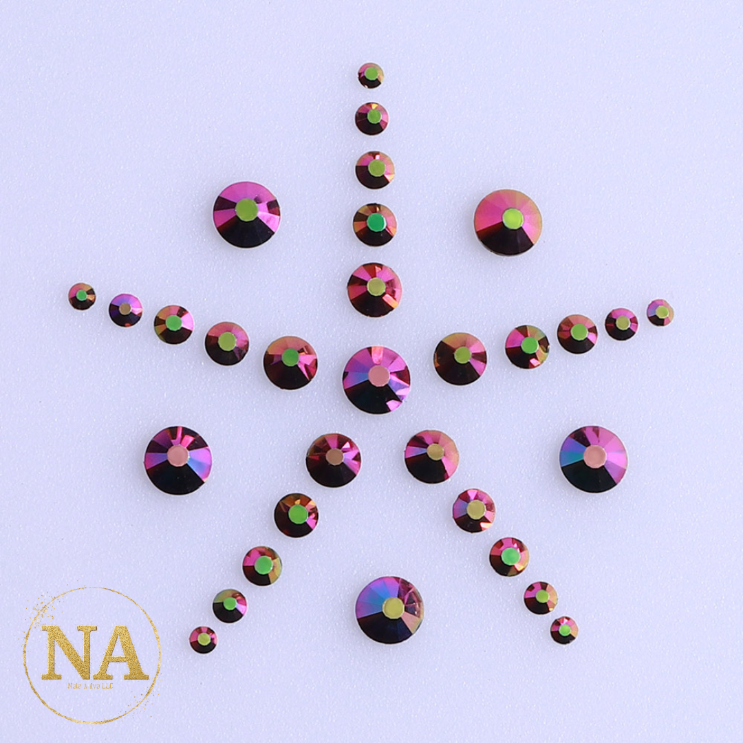 Rainbow Rose Gold Rhinestone front side