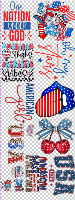 4th of July 22x60 Pre-Made Gang Sheet front side