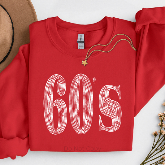 60's Rhinestone Transfer on a tshirt front side