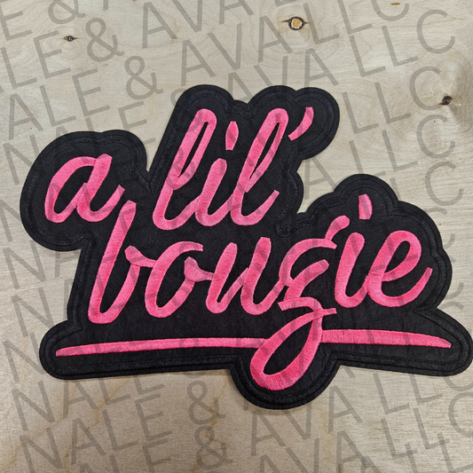 A Lil Bougie Hot Pink Embroidered Patch front side