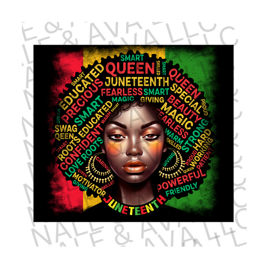 Afro Queen Sublimation Tumbler Print front side