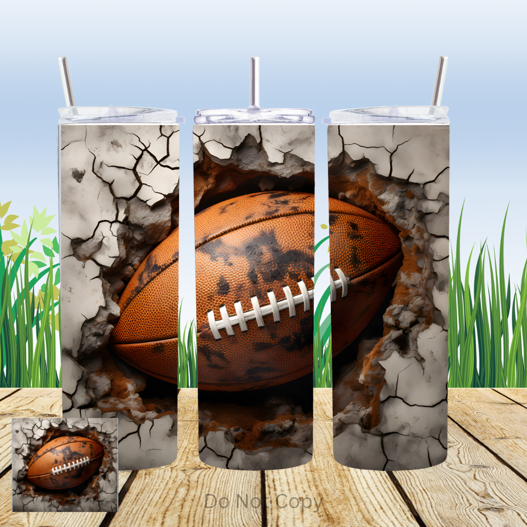All About Football Sublimation Transfer on a tumbler