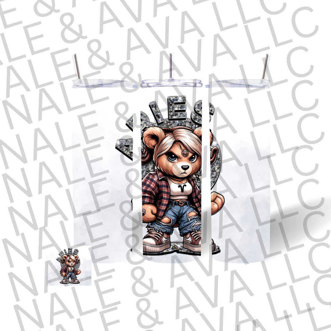 Girl Bear Zodiac 20oz Tumbler Sublimation Transfer ONLY - This is NOT a Tumbler