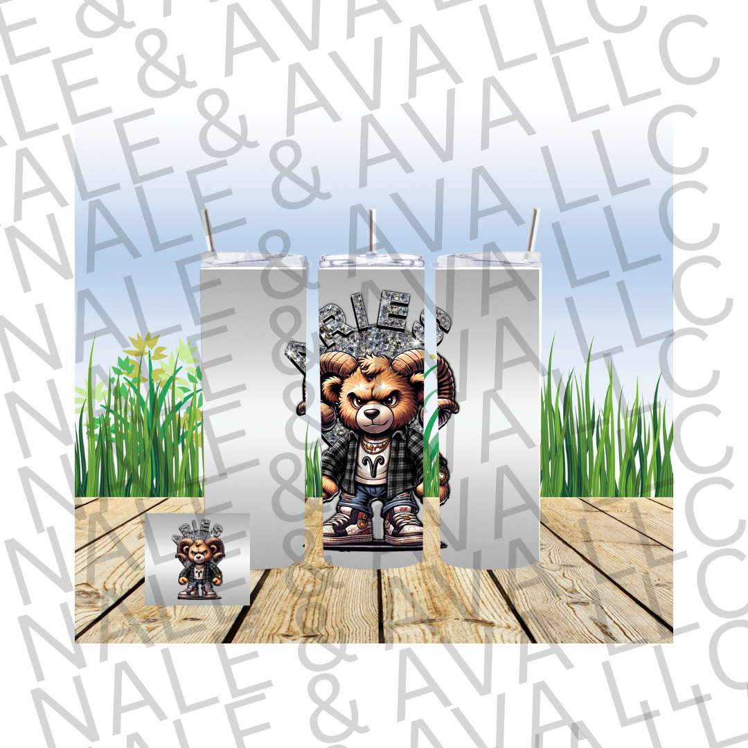 Zodiac Bear 20oz Tumbler Sublimation Transfer ONLY - This is NOT a Tumbler