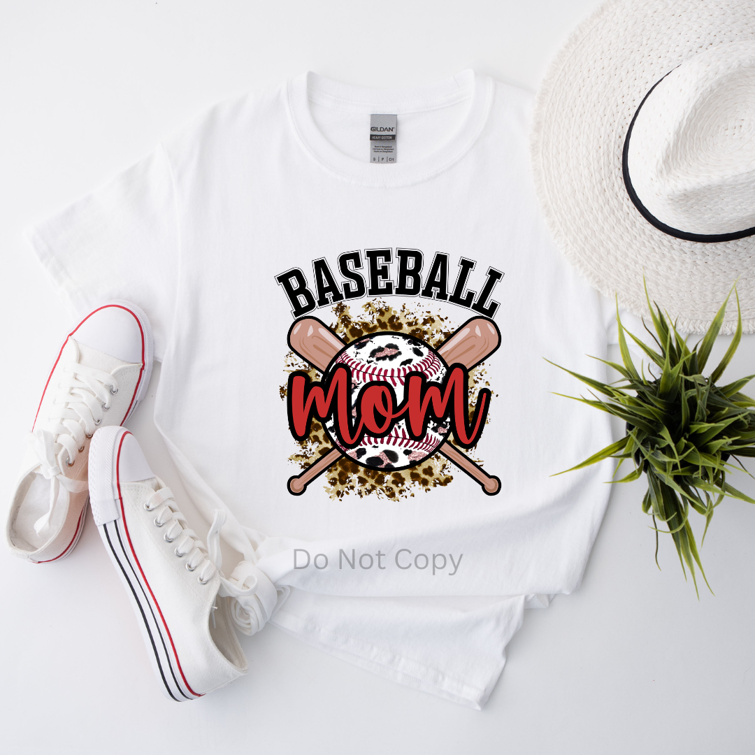 Baseball Mom DTF Transfer on a tshirt front side