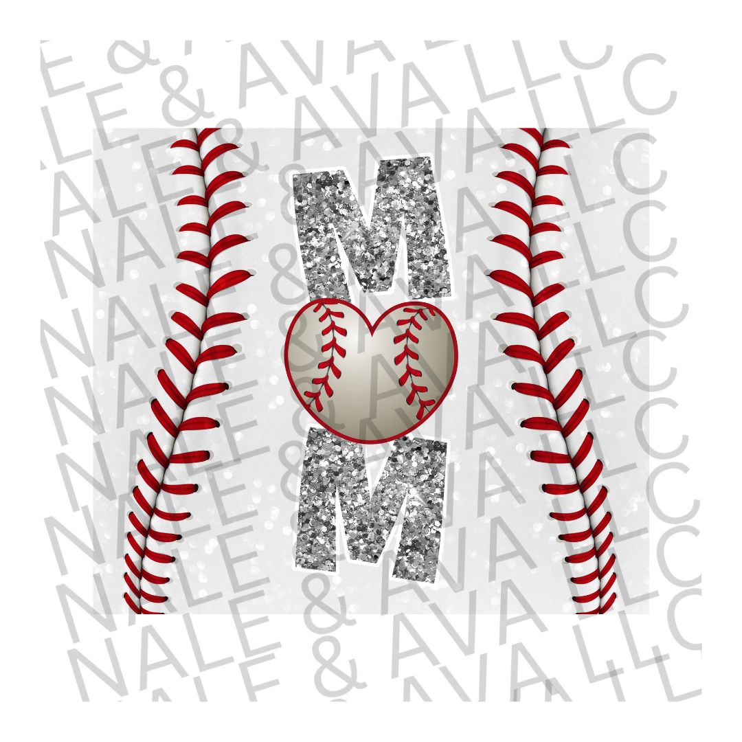 Baseball Mom Glitter Sublimation Print front side